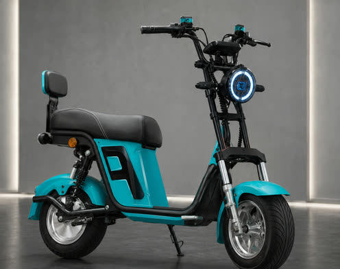 Scooter elétrica X12 na cor Azul Turquesa.