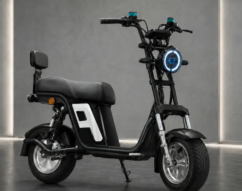 Scooter elétrica X12 na cor Preto Ônix.